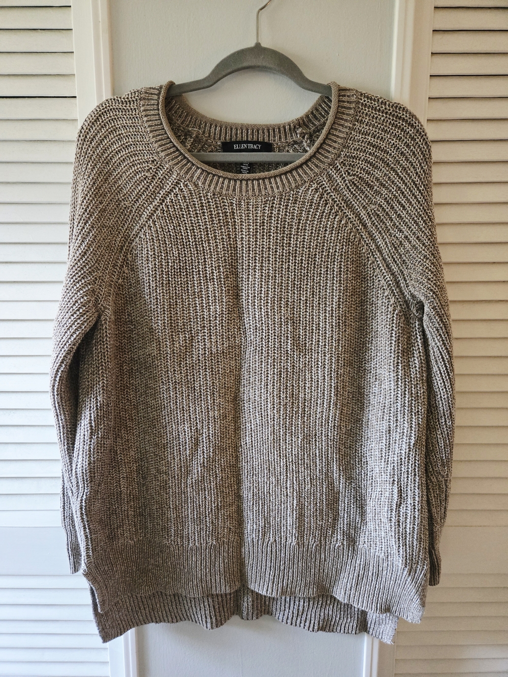 Ellen Tracy Women's Taupe Knit Sweater | Size M
